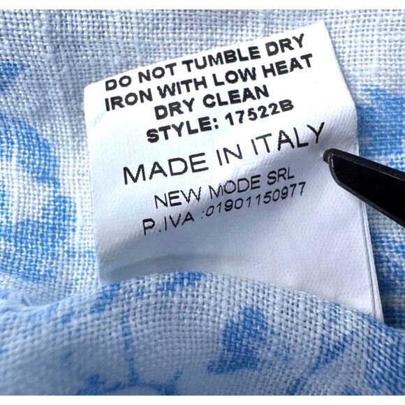 Bellambra Top Womens Small Blue White Floral Linen Made in Italy Blouse Coastal - Picture 10 of 10